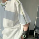 Men Summer Quality T Shirts Manual Suture Harajuku Casual Tshirt For Male  New Neutral Oversize Tees Short Sleeve Tops