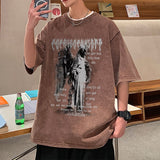 Foesce Cotton Summer Distressed T-Shirt Streetwear Hip Hop Vintage Tshirt Men Harajuku Y2K Casual Loose Shirts Top
