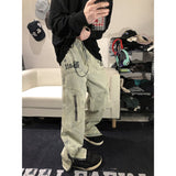 Foesce Motorcycle Jeans Neutral Wide Leg Denim Trousers Loose Street  Men Jean Asthetic  Casual Motorcycle Baggy Hip Hop Man Pants