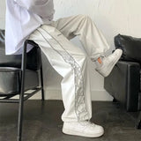 Foesce Pants Men Couple Unisex Hip Hop Summer Ins Thin Joggers All-Match Korean Style High Street Casual Side Stripe Mujer Pantalones