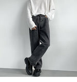 Foesce Korean Men's Baggy Homme Casual Pants Classic Cargo Pocket Blue/black Color Jeans Biker Denim Oversized Trousers M-2XL