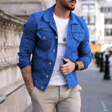 Foesce New Mens Denim Jacket Slim Fit Fashion Jeans Jackets Pocket Jacket Coat Men Handsome Spring Autumn Classic Black White Coat