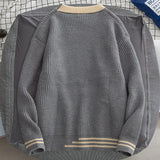 Harajuku All-match Knit Jumper Winter Streetwear High Quality Men Japanese O-neck Sweater Male Fashion Big Size Knitted Sweater