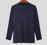 Men T Shirt Mesh Patchwork Turtleneck Long Sleeve Streetwear Camisetas See Through Sexy Fashion Male Tee Tops S-5XL