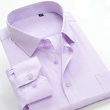 Classic striped men's business casual long-sleeved shirt brand clothing gentleman elegant wedding party loose shirt