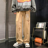 Men Jeans Wide-leg Straight Jeans Hole Ripped Streetwear All-match Denim Trousers Mens Loose Casual Fashion Harajuku Pants