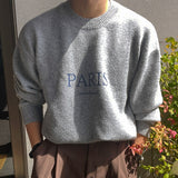 Foesce Round Neck Men's Sweater Autumn Winter Korean Loose Fashion Long Sleeved Knitting  Printing Male Pullover