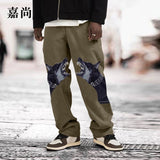 Straight Printed Dog Head Casual Pants Men Loose Skateboard Trousers Fashion Trend Man Sports Hip Hop Solid Streetwear