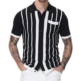 Summer Men's Luxury Clothing Knit Short Sleeve Polo Shirt Casual Streetwear Lapel Button Down Cardigan Breathable Tops