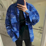 Long Sleeve Shirt Men Women Goth Spring Autumn Korean Harajuku BF Grunge Retro Dark Hip-Hop Couple Shirt Lightning Tactical Top
