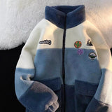 Foesce Winter new embroidery letters imitation rabbit fur zipper jacket women loose ins street furry Y2K casual all-match jacket