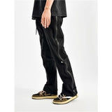 Foesce Outdoor New Apricot Zipper Waterproof Trousers Men Loose Straight Overalls Simple Mechanical Wind Pants Latex Pants Men Clothing