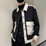 Denim Jacket Korean Version Loose  Spring and Autumn New Splicing Retro Short Color Contrast Jeans Jacket