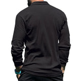 Foesce New in Men's Top Casual Polo Collar Long Sleeve Men's Golf T-shirt Sports Polo Shirt Fashion Solid Vertical Stripe High Quality