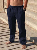 Men's Cotton Linen Pants Male Autumn New Breathable Solid Color Linen Trousers