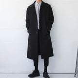 Foesce Spring New Korean Fashion Single Breasted Thin Windbreaker Men's Simple Solid Long Loose Casual Handsome Trench Coat