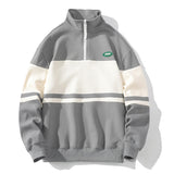Foesce Fashion New Men's Sweatshirts Patchwork Long Sleeve Zipper Stand Collar Drop Shoulder Classical Pullovers Tops
