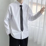 Foesce Size 5XL Spring Summer Fashion Long Sleeve Classic White Shirt Work Top Loose Casual Shirt Men Unisex uniform Men's Shirts