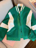 American Baseball Jacket Men's Autumn Tide Niche Design Woolen Patchwork Color Spliced Fashion High Street Coat