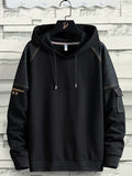 New Spring Multi-Pockets Hoodies Men Streetwear Black Oversized Pullover Sweatshirts Male Cotton Hoody Tops Big Size 8XL