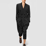 Men Jumpsuits Solid Lapel Long Sleeve Streetwear Double Breasted Rompers Elegant Fashion Casual Men Overalls S-5XL