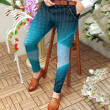 Foesce Pencil Pants Casual Mens Slim Mid Waist Buttoned Straight Trousers Streetwear Spring Summer Fashion Digital Printing Long Pant