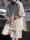 Summer Unisex Asual Suit Men's Hong Kong Style Short SleeveT-shirt Korean Streetwear Casual Preppy Shorts Two Piece Set