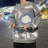 Crewneck Sweaters Men Fashion Clothing Japan Style Streetwear Knitted Sweaters Men Warm Pullover Jumpers Designed Pattern