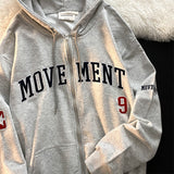Foesce Letter Print Casual Hooded Sweatshirts Women Vintage Simple Streetwear Coats Female Harajuku Loose Y2k Aesthetic Zip Up Hoodies
