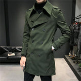 Autumn Winter Men's Jackets Double Breasted Medium-Long Trench Coat Male Solid Color Coats Fashion Windbreaker Outwears