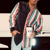 Streetwear Men's Vintage Striped Shirts Spring Casual Long Sleeve Buttoned Lapel Tops Cardigan Leisure Mens Clothes Shirt