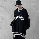 Goth Oversized T Shirt Women Men V-neck T-shirt Tops Loose Long-sleeves Letter Hot Hit Y2k Casual All-match Top Clothing
