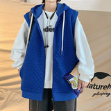 Autumn Sleeveless Hoodies Vest Men Fashion Casual Hooded Sweatshirt Men Streetwear Hip Hop Loose Cardigan Hoodie Mens Hoody