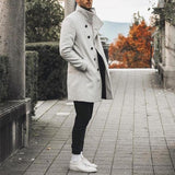 Winter Men Fashion Graphic Printing Woolen Coats Leisure Turn-down Collar Button-up Long Sleeve Jacket Mens Fall Trend Outerwear