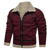 Winter Leisure Wool Inner Lapel Jackets Men Fall Fashion Solid Color Turn-down Collar Zipper Coats For Mens Trend Outerwear