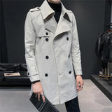 Autumn Winter Men's Jackets Double Breasted Medium-Long Trench Coat Male Solid Color Coats Fashion Windbreaker Outwears