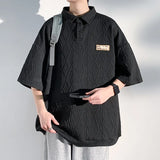 Summer 350g Grams of Mens Short-sleeved Bottoming T-shirt Male Large Size Senior Sense of Fashion Polo Collar Tops Men