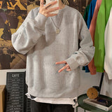 Foesce Men Sweatshirts Autumn Winter Fashion Solid Color Long Sleeve Pullover Male Korean Harajuku Oversized Hoodies Streetwear