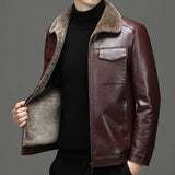 Autumn and Winter Men's Sheepskin Leather Coat Plush Thickened Fur One Men's Coat Business Casual Jacket