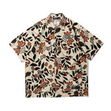 Foesce Oversize American Retro Floral Printed Short Sleeve Shirt Hip Hop Loose Casual for Men Women Shirts