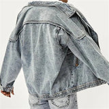 Foesce New Vintage Denim Jackets Men Slim Solid Casual Jean Coat Fashion Stand Collar Moto Biker High Street Tide Outwears