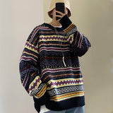 Fashion Round Neck Sweater for Men Autumn Winter Baggy Vintage Pullover Knitwear Couple Long-Sleeved Tops Casual Warm Clothes