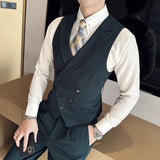 Brand Clothing Men Spring High Quality Double Breasted Blazers Vest/Male Slim Fit Casual Suit Vest Sizing Up S-4XL