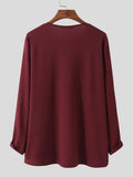 Foesce New Men's Fashion Tees All-match Simple American Style Solid Comfortable Casual  O-Neck Long-sleeved T-shirts S-5XL
