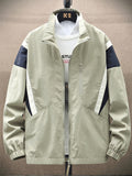Spring New Patchwork Jacket Men Fashion Streetwear Casual Coat Green Black Stand Collar Harajuku Windbreaker Outwear