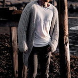 Winter Vintage Solid Color Long Sweatercoat Men Leisure Loose Long Sleeve Knit Cardigans Mens Fall Fashion Sweater Jackets