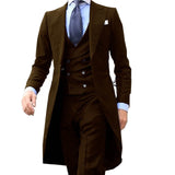 Foesce New Arrivel Long Coat Designs Chinese Red Men Suit Gentle  Tuxedo Prom Blazer Custom 3 Pieces (Jacket+Vest+Pants)