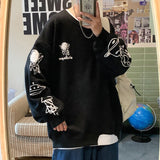 Foesce Cartoon Graphic Men's Fashion Sweatshirts Fake Two Pieces Designer Brand Male Loose Jumpers Autumn New Hoodie