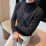 New Men's Cashmere Sweater Half Turtleneck Men Sweaters Knit Pullovers For male Youth Slim Knitwear Man Sweater S-4XL