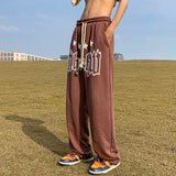 Foesce  Hip Hop Drawstring Women Men Casual Pants Letter Printed Loose Straight Streetwear Sport Pant Female Wide Leg Trousers